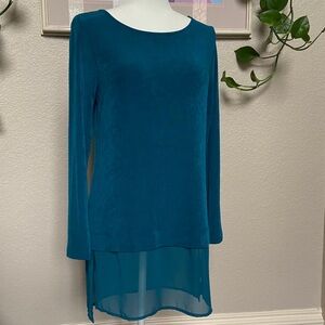 Chico's Luxurious Teal Tunic with Chiffon Hem, size S.